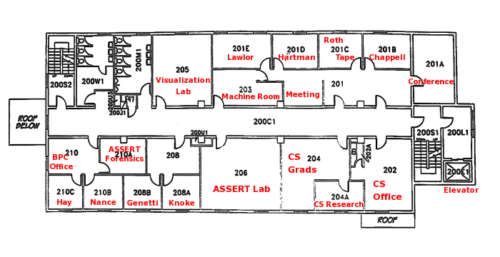 Chapman Building Second Floor Map--Computer Science