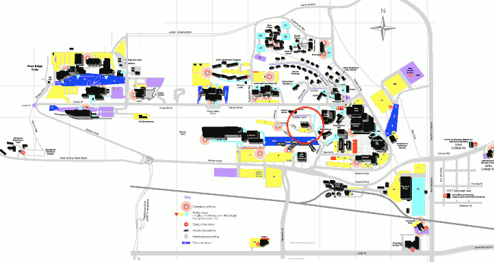 Campus map with chapman building circled