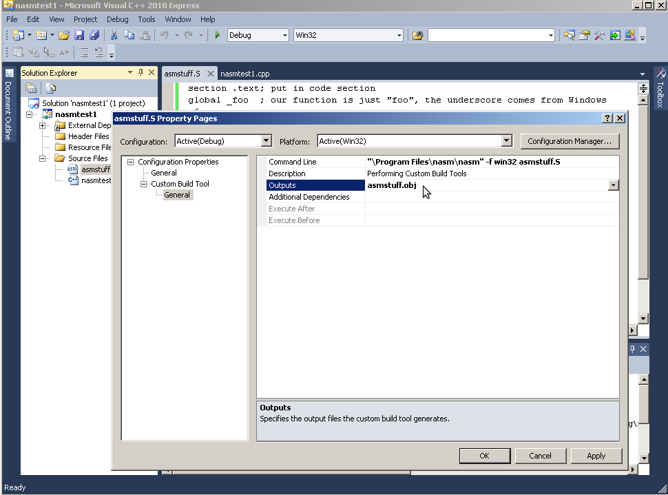 Where to click in Visual C++ GUI