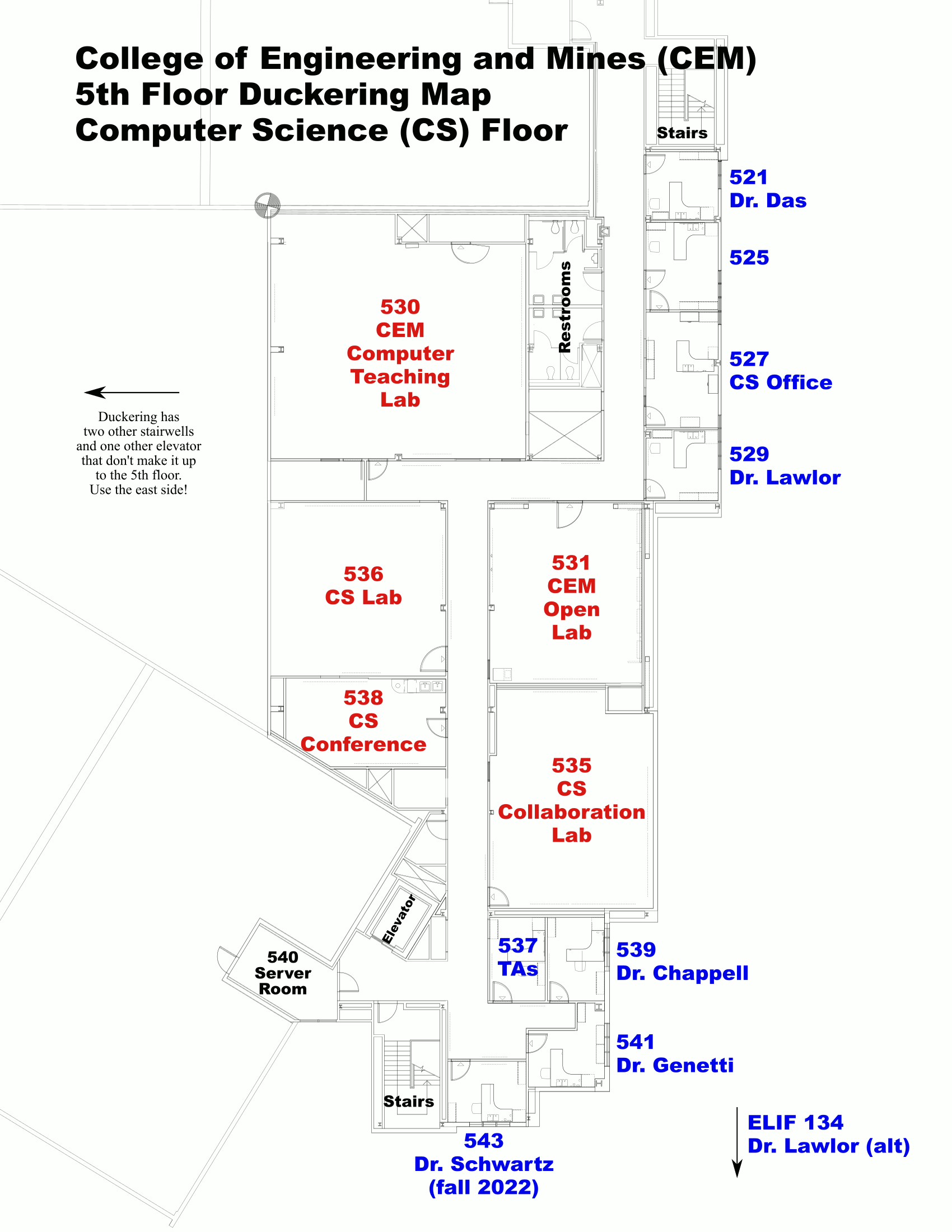 5th floor map, top down view