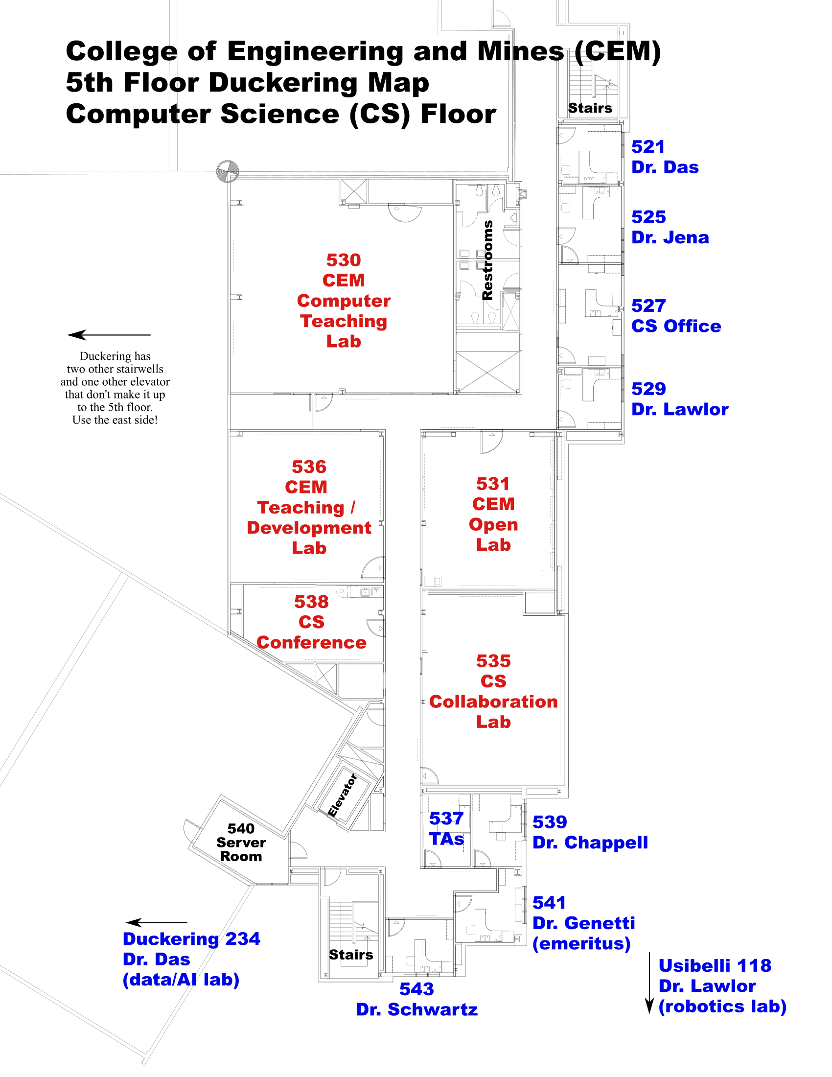 5th floor map, top down view