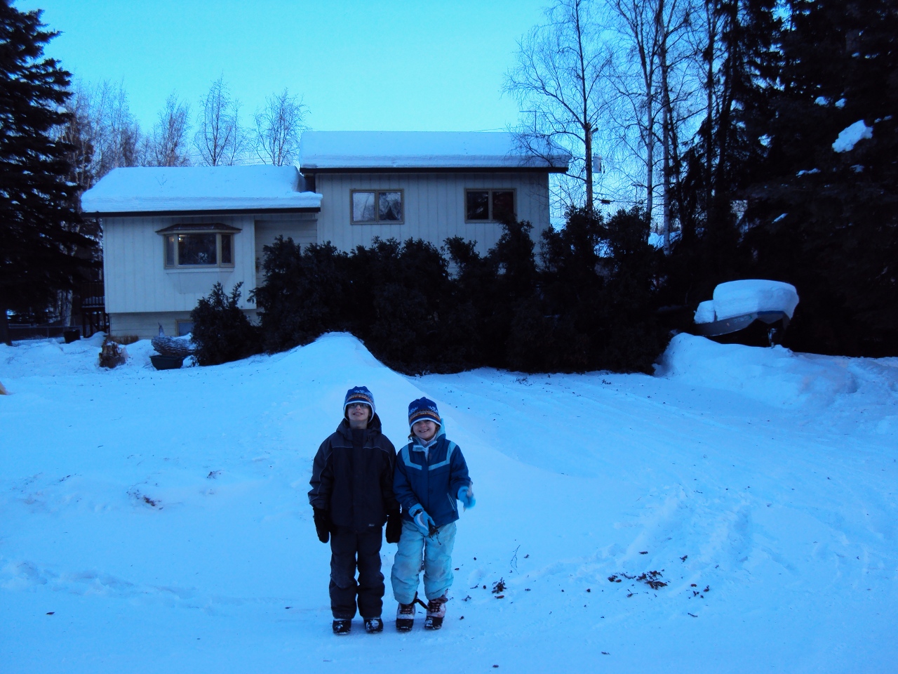 front view, happy kids