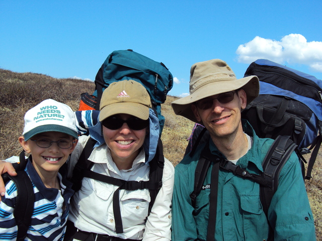 T, J, E on trail over Wickersham Dome
