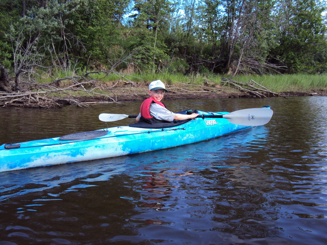 T soloing in kayak on chena
