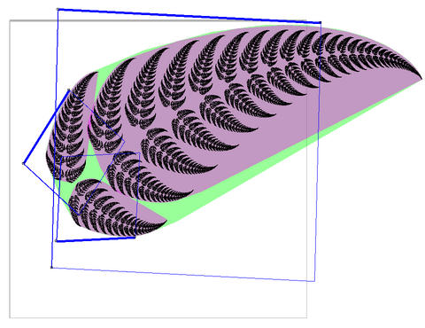 Recursive fern fractal, with bounds